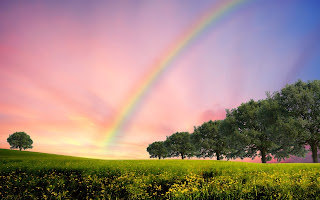 paisaje de verano con arco iris